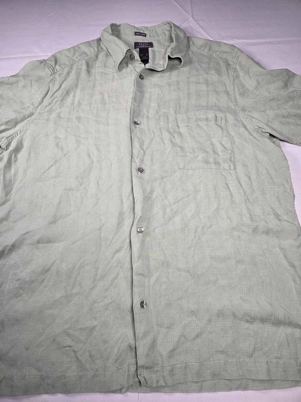 Claiborne Sage Green Short-Sleeve Button-Down Shirt